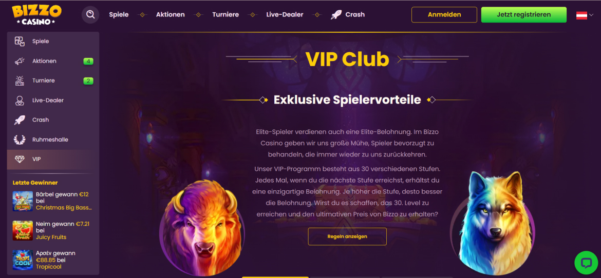 BizzoCASINO VIP-programma's